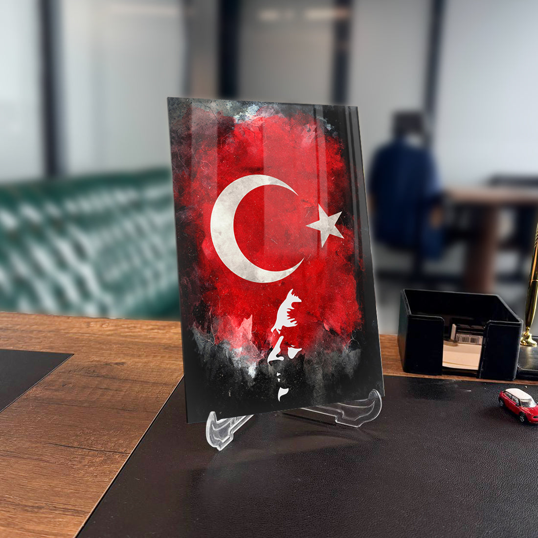 Atatürk ve Bayrak 5 Cam Tablo
