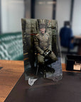 Atatürk 169 Cam Tablo on display in an office, showcasing a historical figure in military attire.