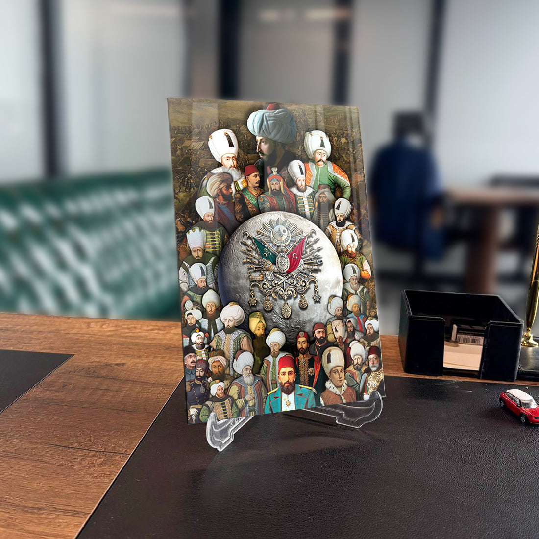 Osmanlı Padişahları 2 Cam Tablo, yüksek kaliteli UV baskı ile tasarlanmış dekoratif cam tabela.