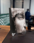 Atatürk 154 Cam Tablo displayed on a desk, showcasing a close-up high-resolution art piece.