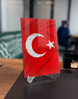 Türk Bayrağı 14 Cam Tablo, özel tasarım, yüksek kaliteli UV baskı, ofis dekoru, sağlam cam malzeme
