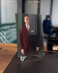 Atatürk 243 Cam Tablo displayed on a desk, showcasing a stylish portrait with modern decor.