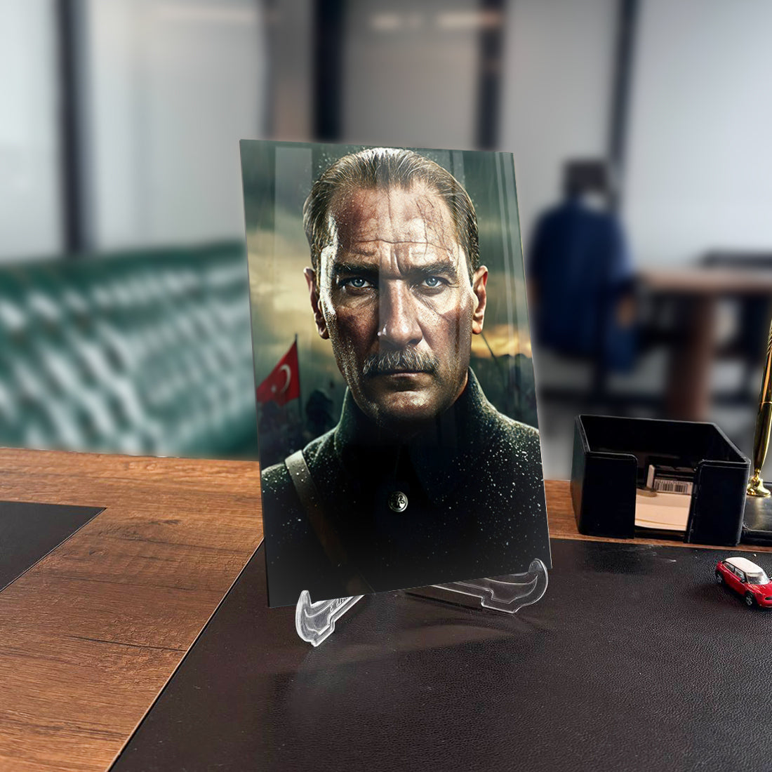 Atatürk Yapay Zeka 22 Cam Tablo, UV baskı ile tasarlanmış kaliteli cam dekoratif ürün.