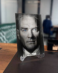 Atatürk 141 Cam Tablo by SRD Concept—high-quality tempered glass art piece on display, perfect for modern office decor.