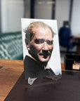 Atatürk 110 Cam Tablo in a modern office setting, showcasing high-quality UV print on durable glass.