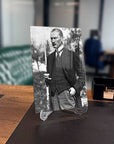 Atatürk photo on display in modern office setting, showcasing vintage style decor.