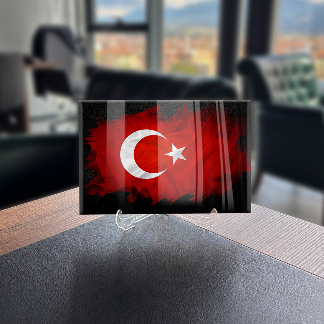 Türk Bayrağı 1 Cam Tablo