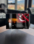 Atatürk 204 Cam Tablo with Turkish flag and quote, showcasing quality design and durability.