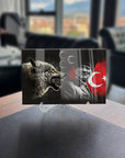 Bozkurt Üç Hilal Atatürk cam tablo, UV baskı ile yüksek kaliteli tasarım, dayanıklı ve şık dekoratif ürün.