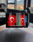Türk ve Azeri Bayrağı Cam Tablo
