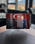 Atatürk 221 Cam Tablo, yüksek kaliteli temperli camda UV baskı ile özel tasarım.