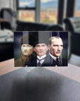 Atatürk 121 Cam Tablo featuring three portraits on tempered glass, showcasing high-quality UV printing and durable design.