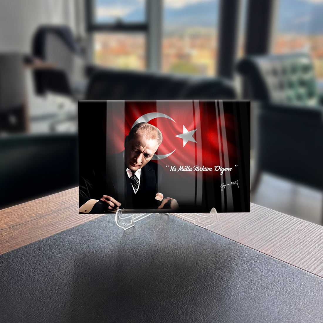 Atatürk 117 cam tablo, özel tasarım, yüksek kaliteli cam, UV baskı ile yapılmış