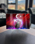 Bozkurt Ayyıldız 4 mm kalınlığında cam tablo, Türkiye temalı özel UV baskı tasarımı.