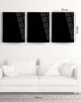 Stylish 3-piece Atatürk glass wall art set above a modern white sofa in a contemporary living room.