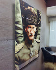 Atatürk 46 Cam Tablo on wall, showcasing high-quality glass art with UV printing.