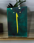 Elif 5 Cam Tablo with a vibrant green abstract design and yellow arrow, perfect for modern decor.