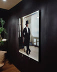 Elegant Atatürk 26 Cam Tablo Art Piece on Dark Wall in Modern Living Room Setting