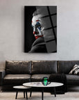 Stylish Joker Cam Tablo artwork featuring a dramatic clown portrait in modern living room decor.