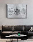 Nazar Duası Ayetel Kürsi Cam Tablo with intricate Arabic calligraphy, modern living room decor.