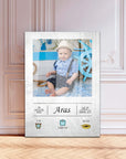 Personalized frame featuring a baby, with details and a charming decor vibe.