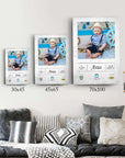 Personalized photo frames in three sizes showcasing a child's portrait with nautical decor.
