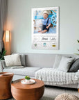Özel tasarım cam tablo, sevimli çocuk Aras'ın fotoğrafı, modern oturma odası dekoru.