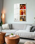 Modern living room featuring personalized design wall art with love-themed photo collage.