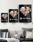 Modern wall art featuring customized photo displays and Spotify code for a unique design in different sizes.
