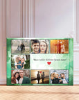 Personalized decorative glass panel featuring multiple photo frames and a meaningful quote.