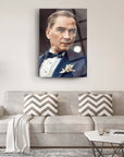 Elegant wall art featuring a dapper man in bow tie, perfect for modern living room decor.
