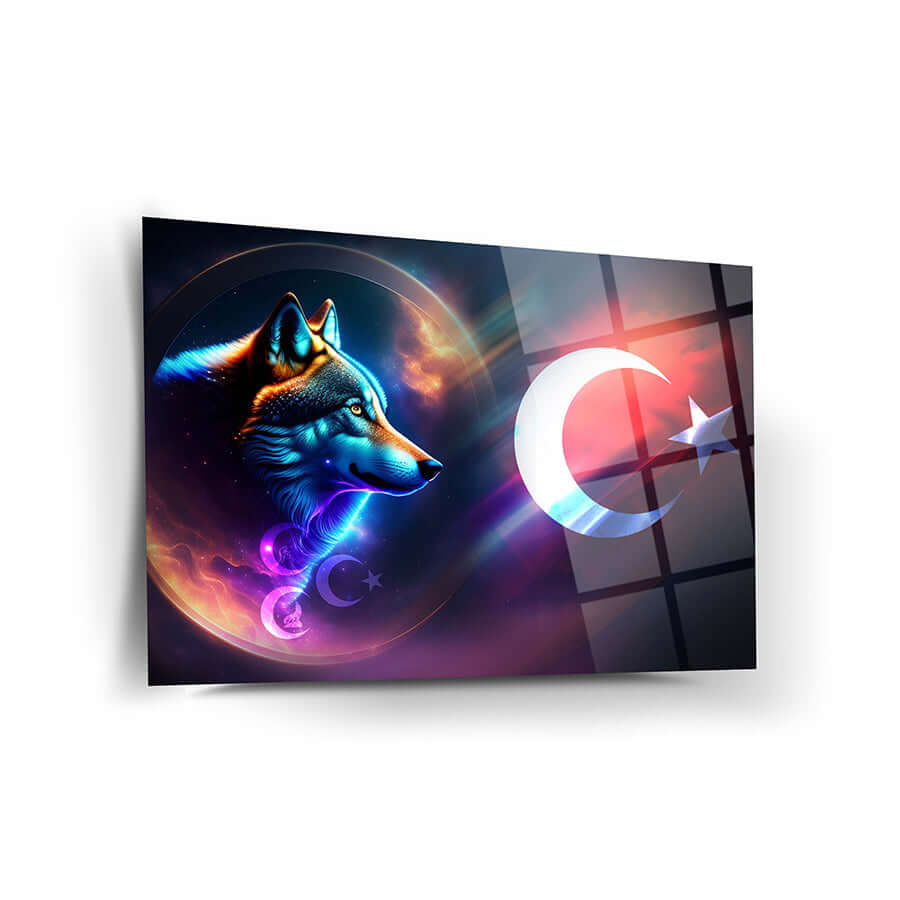 Bozkurt Üç Hilal cam tablo, yüksek kaliteli temperli cam ve özgün tasarım ile sanat eseri.