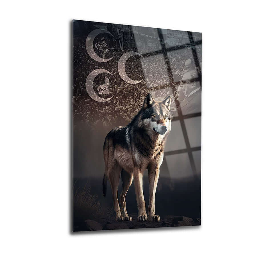 Bozkurt Üç Hilal 5 Cam Tablo, yüksek kaliteli temper camda özel UV baskı ile tasarlanmış sanat eseri.