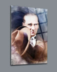 Stylish Atatürk 125 Cam Tablo featuring a vintage portrait on high-quality tempered glass.