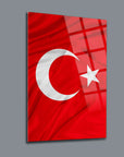Türk Bayrağı 14 Cam Tablo, yüksek kaliteli temper cam, özel UV baskı, modern dekorasyon.