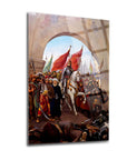 Fatih'in İstanbul'a Girişi 2 cam tablo, kaliteli UV baskı ile tasarlanmış tarihi sahne.