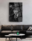 Atatürk Yapay Zeka 2 Cam Tablo, modern yaşam alanı dekorasyonu için şık bir duvar sanatı