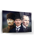 Atatürk 121 Cam Tablo showing classic portraits printed on tempered glass