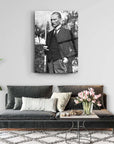 Atatürk 136 Cam Tablo in a stylish living room setting with modern sofa and floral arrangement.