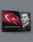 Atatürk 150 Cam Tablo with Turkish flag and motivational quote in elegant design
