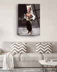 Atatürk 151 Cam Tablo showcasing a traditional attire against a modern living room backdrop.