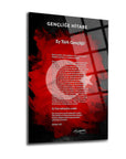 Gençliğe Hitabe 2 Cam Tablo with Turkish flag and inspirational text for youth.