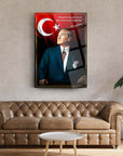 Modern Atatürk 155 Cam Tablo featuring UV print, showcasing rich colors and framed design for elegant decor.