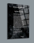 Atatürk's 'Gençliğe Hitabe' framed glass artwork, showcasing a historical speech on a stylish background.