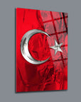 Türk Bayrağı temalı 16 cam tablo, UV baskı kaliteli tasarım ile şık ve dayanıklı dekor için ideal.