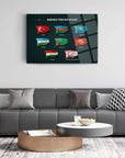 Bağımsız Türk Devletleri cam tablo, modern dekorasyon için şık ve dayanıklı tasarım.