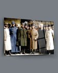 Atatürk 157 Cam Tablo featuring Azerbaijan-Russian delegation in Afyon, 1922, high-quality UV-printed glass.