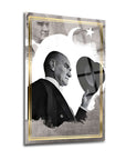 Stylish Atatürk glass wall art with UV printing, showcasing elegance and durability.