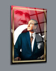 Atatürk 166 Cam Tablo, özel tasarım cam tablo, UV baskı ile üretilmiştir, kaliteli ve şık dekorasyon.