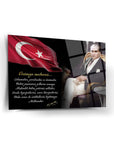 Atatürk 170 Cam Tablo with Turkish flag and inspiring quote in elegant design.